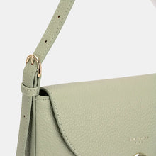 Sage Green Leather Shoulder Bag with Metal Buckle