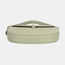 Sage Green Leather Shoulder Bag with Metal Buckle Shoulder Bags