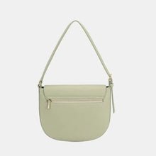 Sage Green Leather Shoulder Bag with Metal Buckle Shoulder Bags