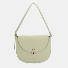 Sage Green Leather Shoulder Bag with Metal Buckle Greyish Green One Size