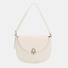 Sage Green Leather Shoulder Bag with Metal Buckle Ivory One Size Shoulder Bags