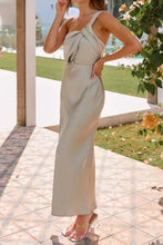Sage Green One Shoulder Evening Dress in Polyester