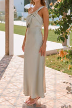 Sage Green One Shoulder Evening Dress in Polyester