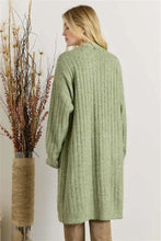 Sage green rib knit cardigan with super soft rib, pockets, and classic style