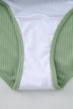 Sage Green Ribbed One Piece Swimsuit with Twisted Chest Detail Swimwear