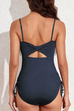 Sage Green Ribbed One Piece Swimsuit with Twisted Chest Detail