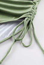 Sage Green Ribbed One Piece Swimsuit with Twisted Chest Detail Swimwear