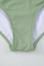 Sage Green Ribbed One Piece Swimsuit with Twisted Chest Detail Swimwear