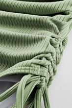 Sage Green Ribbed One Piece Swimsuit with Twisted Chest Detail Swimwear