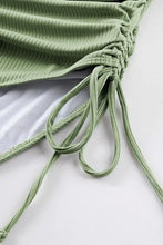 Sage Green Ribbed One Piece Swimsuit with Twisted Chest Detail Swimwear