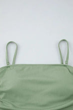 Sage Green Ribbed One Piece Swimsuit with Twisted Chest Detail Swimwear