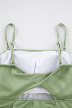 Sage Green Ribbed One Piece Swimsuit with Twisted Chest Detail Swimwear