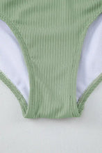 Sage Green Ribbed One Piece Swimsuit with Twisted Chest Detail Swimwear