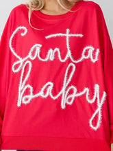 Red Santa Baby letter round neck long sleeve sweatshirt for women