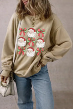 Santa Graphic Round Neck Long Sleeve Sweatshirt with Festive Print