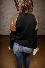 Santa Sequin Long Sleeve Round Neck Top Woman Blouses