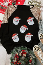 Santa Sequin Long Sleeve Round Neck Top Woman Blouses