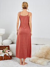 Sleeveless Scoop Neck Pleated Maxi Nightgown in Coral Rust