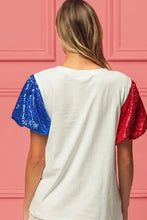 Sequin American Flag Bow T Shirt for Women Woman T Shirts