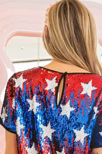 Sequin American Theme Star Pattern Top for Women Woman T Shirts