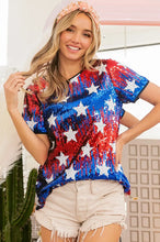 Sequin American Theme Star Pattern Top for Women