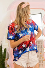 Sequin American Theme Star Pattern Top for Women Woman T Shirts