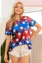 Sequin American Theme Star Pattern Top for Women Woman T Shirts
