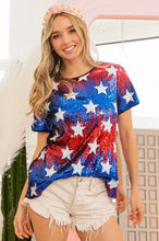 Sequin American Theme Star Pattern Top for Women Woman T Shirts