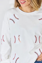 Sequin Baseball Round Neck Dropped Shoulder Sweatshirt Woman Sweatshirts