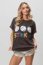 Sequin Baseballs Strike Washed Short Sleeve Graphic Tee for Women Woman T Shirts