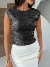 Sequin Cap Sleeve Backless Top for Women