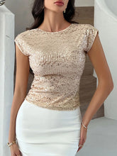 Sequin Cap Sleeve Backless Top for Women
