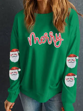 Green sequin letter graphic father christmas sweatshirt with merry sequins and santa sleeves machine wash tumble dry care instructions