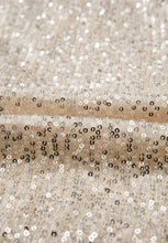 Sequin long sleeve wrap bodysuit in champagne with gold accents