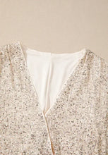 Silver sequin long sleeve wrap bodysuit with V-neck