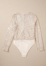 Sequin Long Sleeve Wrap Bodysuit for Women
