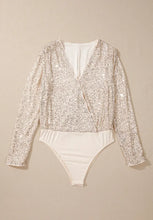 Sequin Long Sleeve Wrap Bodysuit for Women