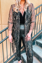 Sequin Open Front Sheer Cardigan Woman Outerwear