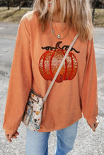 Sequin Pumpkin Round Neck Long Sleeve Sweatshirt Woman Sweatshirts