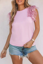 Sequin round neck sleeveless blouse with denim shorts set