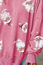 Sequin Santa Drop Shoulder Slit Sweatshirt Woman Sweatshirts