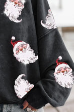 Sequin Santa round black velvet drop shoulder sweatshirt