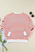 Sequin Santa striped long sleeve sweatshirt for women in red and white