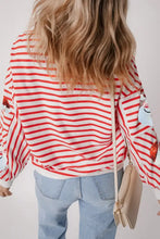 Sequin Santa Striped Round Neck Long Sleeve Sweatshirt Woman Sweatshirts