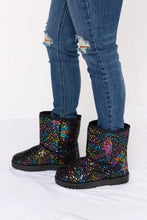 Sequin Thermal Flat Boots Black Winter Flat Boots for Women