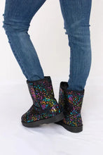Sequin Thermal Flat Boots Black Winter Flat Boots for Women Woman Boots