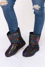 Sequin Thermal Flat Boots Black Winter Flat Boots for Women