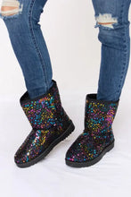 Sequin Thermal Flat Boots Black Winter Flat Boots for Women Woman Boots