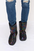 Sequin Thermal Flat Boots Black Winter Flat Boots for Women Woman Boots