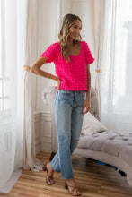 Sew In Love Bubble Textured Round Neck Short Sleeve T-Shirt Woman T Shirts